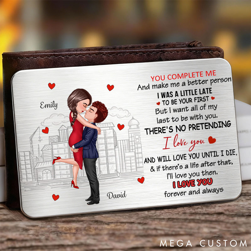 Personalized Love Poem Wallet Insert with Cityscape Romantic Wallet Accessories for Husband Couple Valentine's Gift for Boyfriend