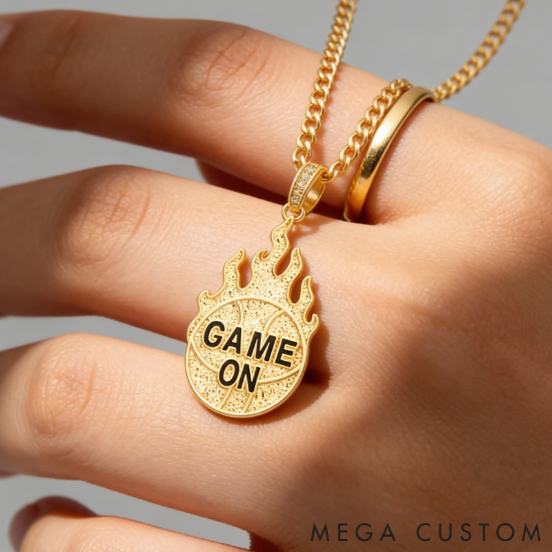 Custom Basketball Pendant Necklace – Personalized Text on Basketball Design for Basketball Enthusiasts