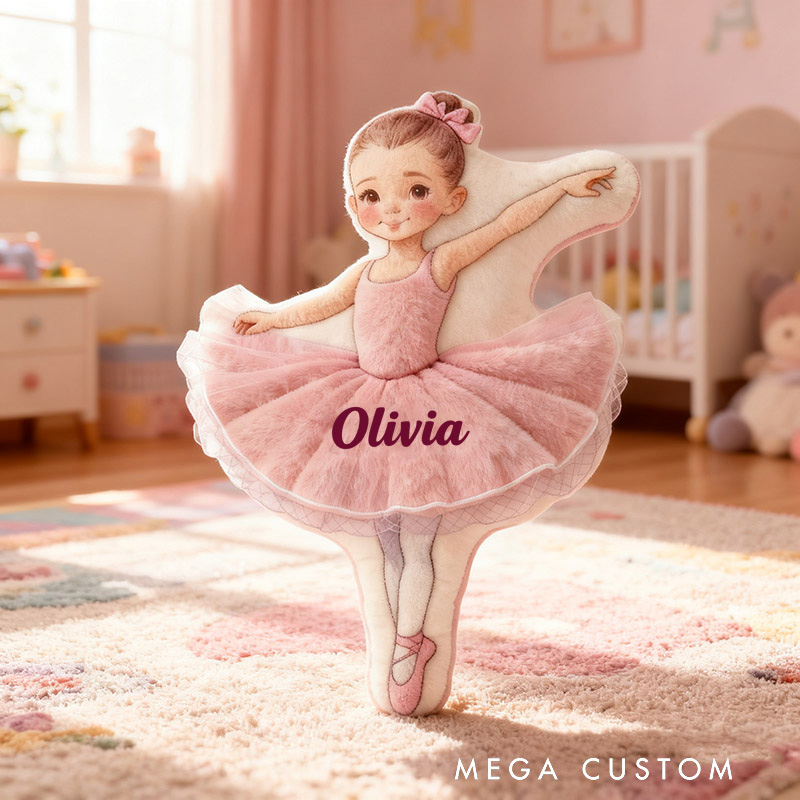 Personalized Ballet Girls Pillow with Your Name Soft Stuffed Toy for Kids Unique Decorative Cushion for Girls' Room