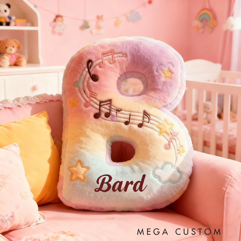 Personalized Graphic 3D Print Rainbow Notes Music Pillow with Your Own Name Soft Stuffed Toy for Kids Music Lovers Unique Decorative Cushion for Girls' Room and Music Room
