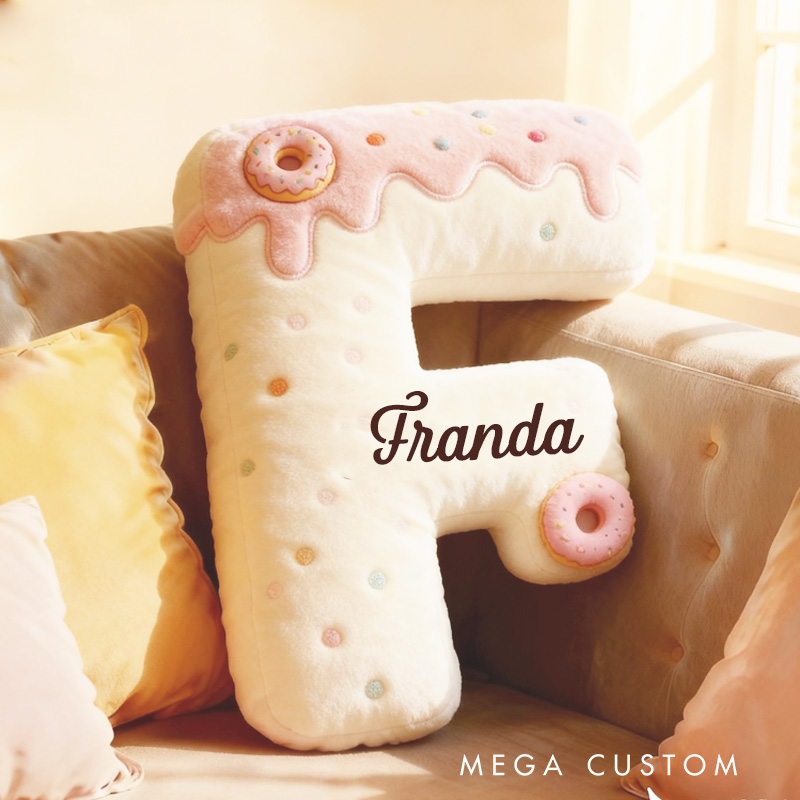 Personalized Donut Letter Pillow Kids with Custom Name Graphic 3D Print Donut Throw Pillow for Kids Baker Baking Lover