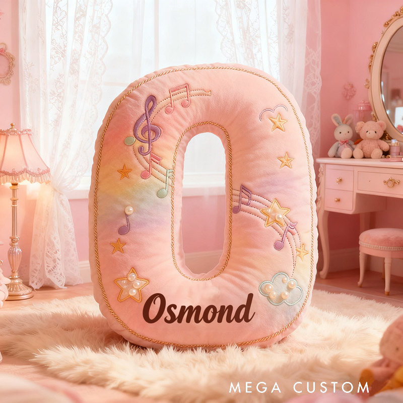 Personalized Graphic 3D Print Colorful Notes Music Pillow with Your Own Name Soft Stuffed Toy for Kids Music Lovers Decorative Cushion for Girls' Room and Music Room