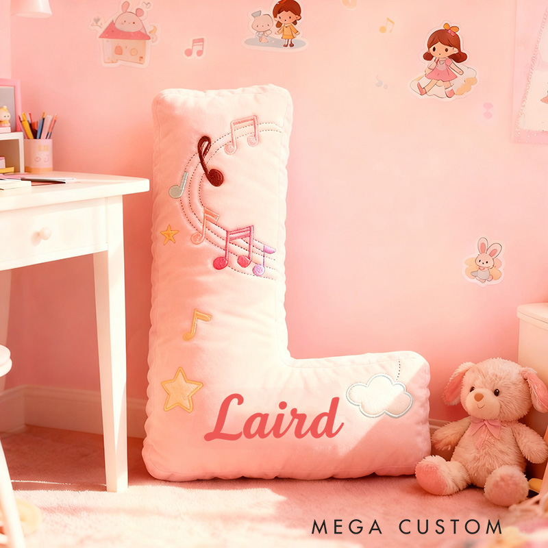 Personalized Graphic 3D Print Colorful Notes Pillow with Your Own Name Soft Stuffed Toy for Kids Music Lovers Decorative Cushion for Girls' Room and Music Room