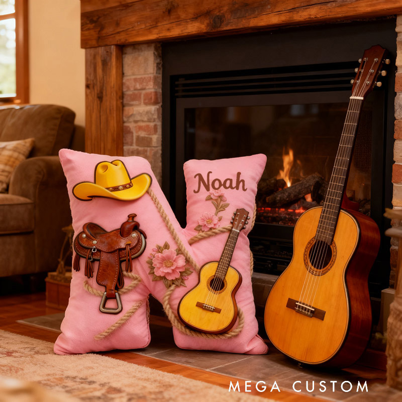 Personalized Graphic 3D Print Cowboy Hat and Saddle-Themed Throw Pillows Customizable with Your Name Perfect Gift for Her Music Lovers and Horseback Riding Enthusiasts