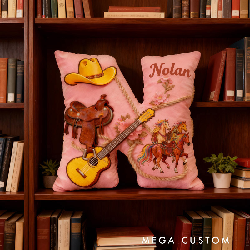 Personalized Graphic 3D Print Western Cowboy Country Music Throw Pillows Customizable with Your Name Perfect Gift for Her Music Lovers and Horseback Riding Enthusiasts