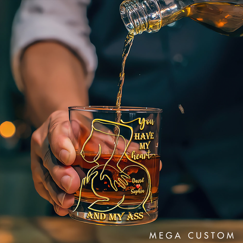 Personalized Spicy Love Round Couple  Whiskey Glass