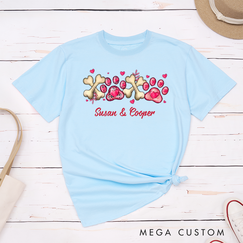 Personalized Pet Lover Valentine Pet Paw T-Shirt