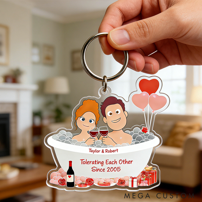 Personalized Couple Funny Bathub Keychain