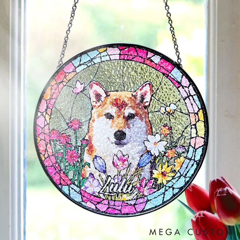 Personalized Pet Lover Funny Pet Portrait Sun Catcher