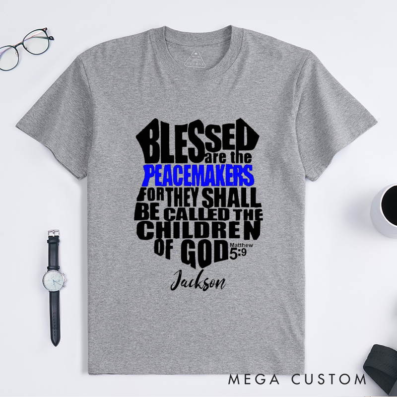 Personalized Blessed Are the Peacemakers Design Gift for Police Officer T-Shirt