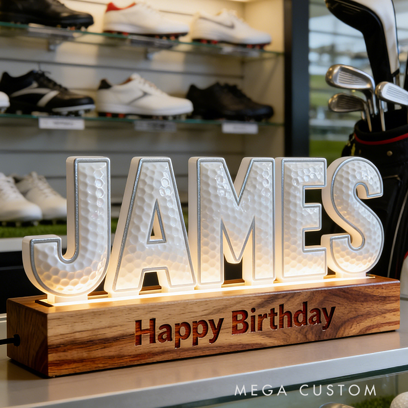 Personalized Elegant Golf LED Night Light Custom Name and Message Perfect Holiday Gift for Golf Enthusiasts