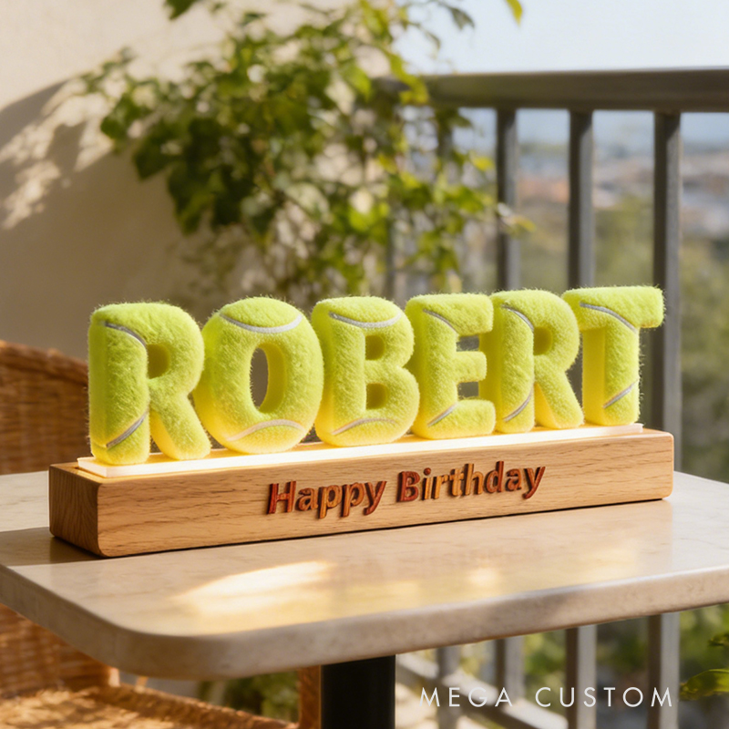 Personalized Classic Tennis LED Night Light Custom Name Quote Perfect Holiday Gift for Tennis Fans