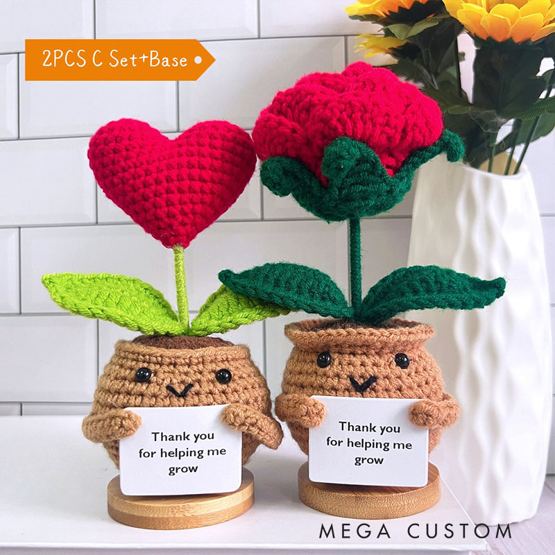 Personalized Adorable Crochet Plant Decor Custom Message Perfect Emotional Support Holiday Gift
