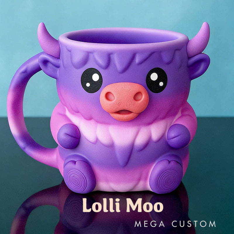 Ferdinand Highland Cow Ice Cream Pint Holder 3D Printed with Spoon Slots & Snack Drawer