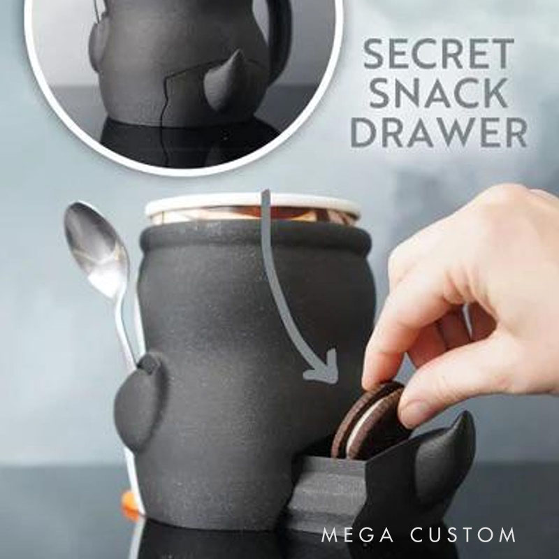 Penguin Ice Cream Pint Holder 3D Printed with Spoon Slots & Snack Drawer