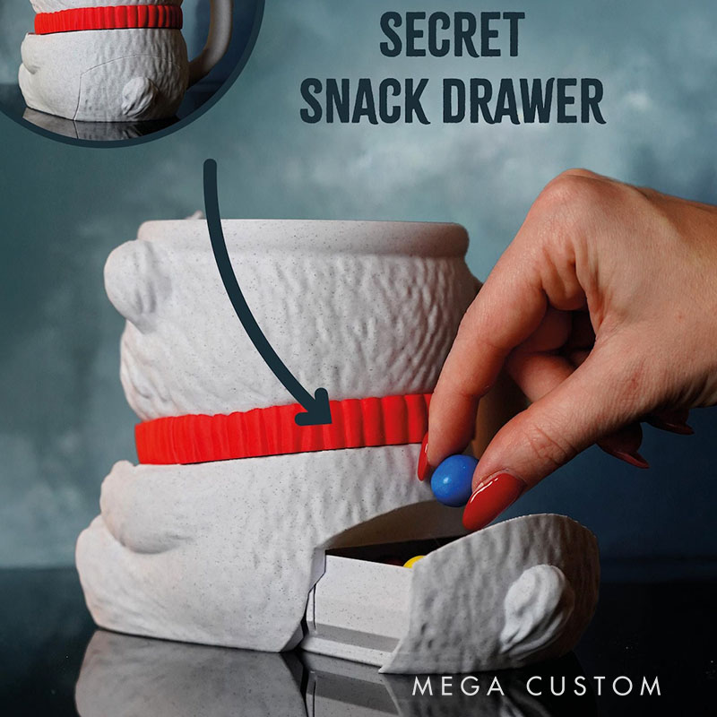 Polar Bear Ice Cream Pint Holder 3D Printed with Spoon Slots & Snack Drawer