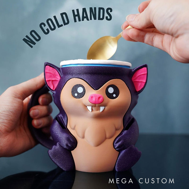 Bat Ice Cream Pint Holder 3D Printed with Spoon Slots & Snack Drawer
