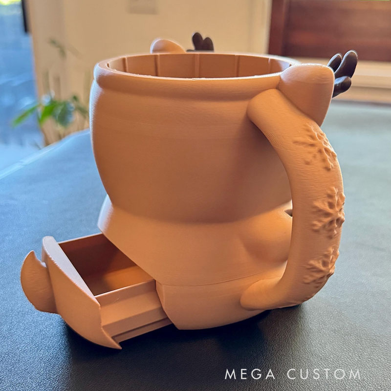 Reindeer Ice Cream Pint Holder 3D Printed with Spoon Slots & Snack Drawer