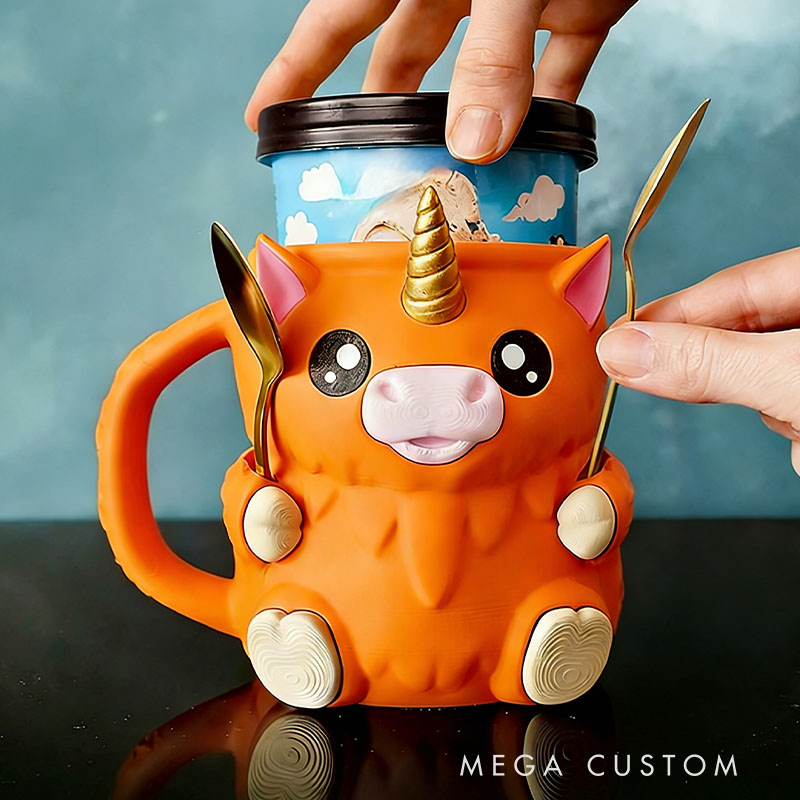 Dream Horse Ice Cream Pint Holder 3D Printed with Spoon Slots & Snack Drawer