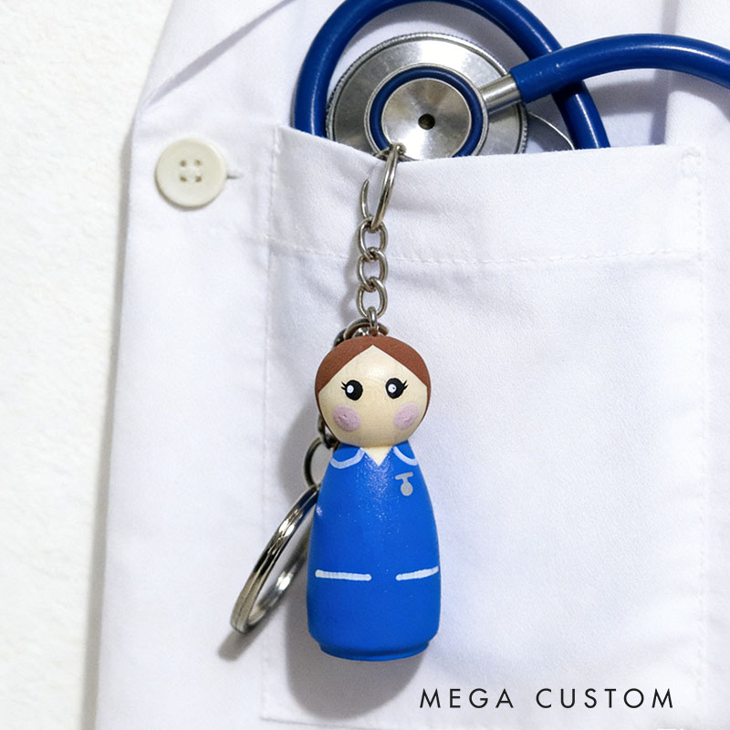 Personalized Nurse Puppet Keychain Custom Name Perfect Choice for Nurses Holiday Gift