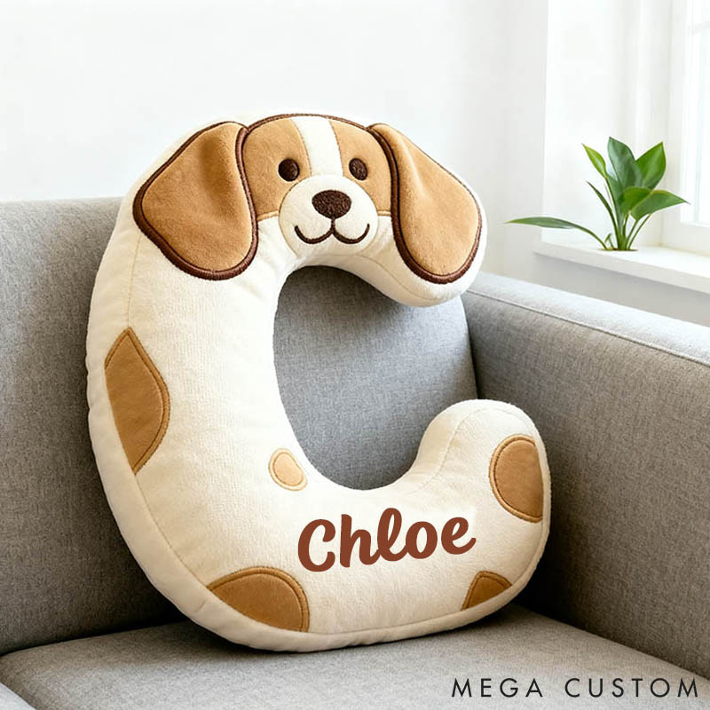 Personalized Dog Lover Letter Pillow with Custom Name Cartoon Pillow Graphic 3D Print