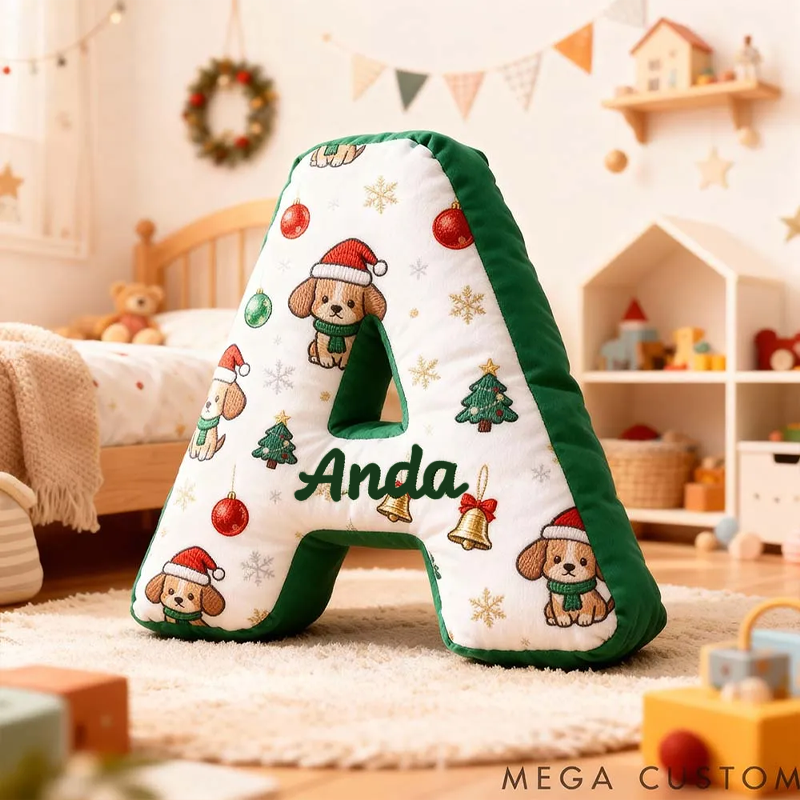 Personalized Dog Lover Funny Christmas Santa Hat Dog Graphic 3D Print Pillow