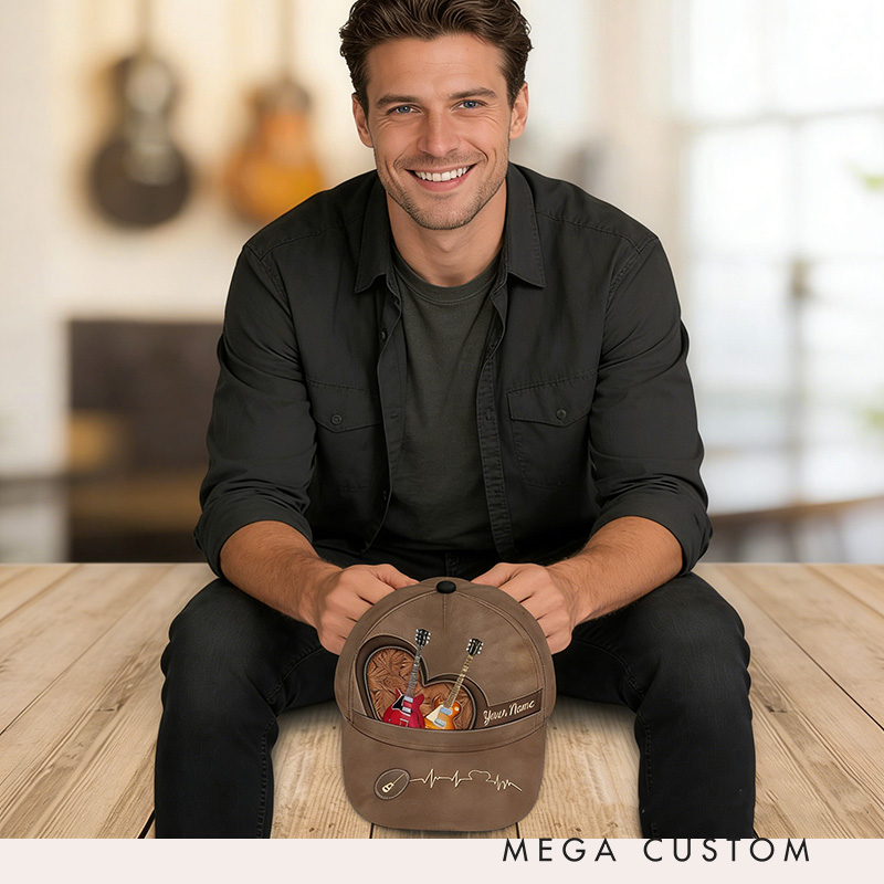 Personalized Name Baseball Cap for Music Lover Perfect Music Lovers Guitar Lovers Custom Gift Hat With Unique Design Lover Guitar