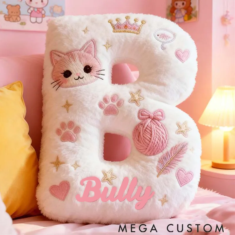 Personalized Cat Lover Funny Pink Cats Letter Pillow Graphic 3D Print Pillow