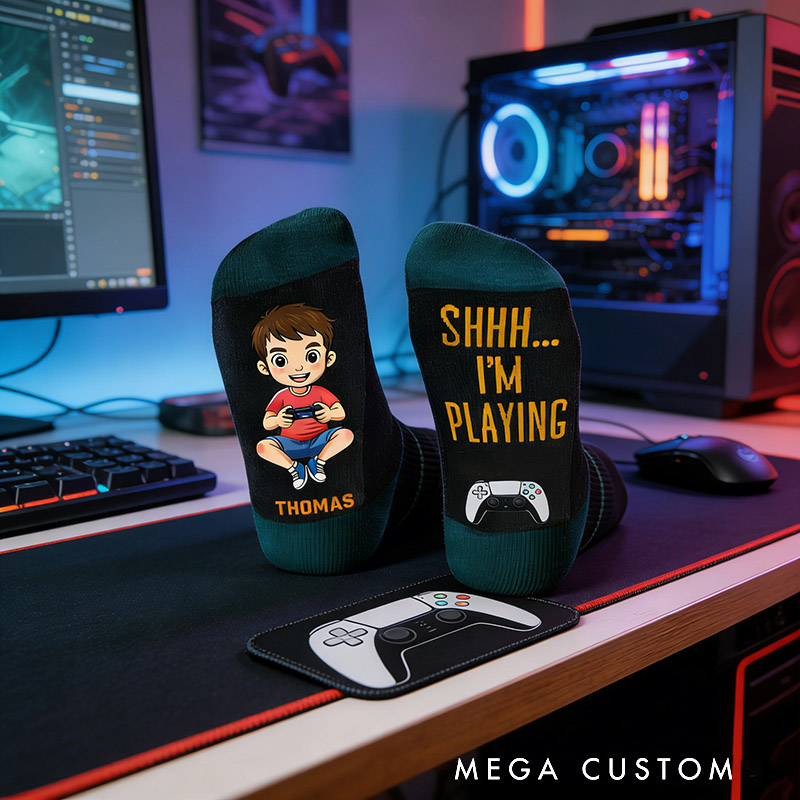 Personalized Game Controller Socks Gift for Kids Friends Gamers Perfect for Birthdays Holidays Christmas