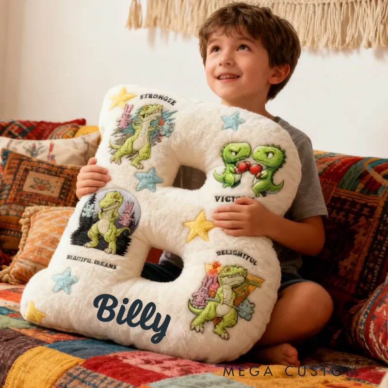 Personalized Dino Lifting Letter Pillow Graphic 3D Print Trainer Fitness Planner Decoration Letter Pillow Exercise Sport Gym Sublimation Design Lift Heavy Shit Gym Rat Weightlifting Pillow for Kids Gym Lovers