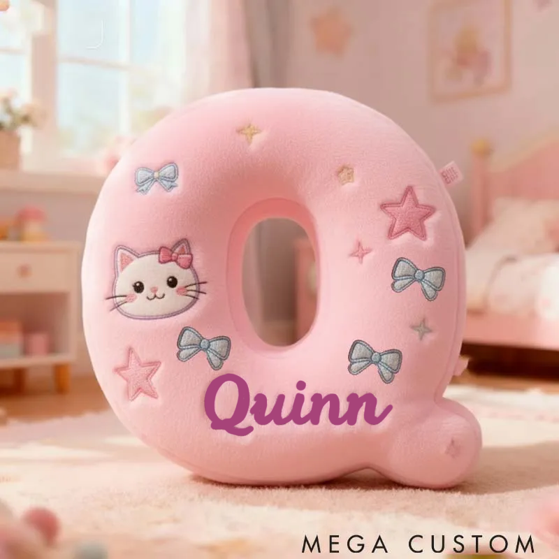 Personalized Cat Lover Fun Cat Letter Pillow Graphic 3D Print Pillow