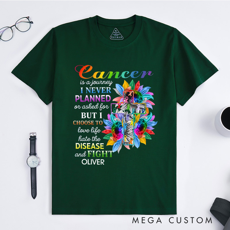 Personalized Cancer Is A Journey Cancer Awareness T-Shirt Cancer Survivor Gift