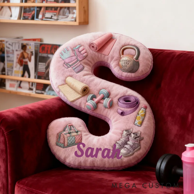 Personalized Graphic 3D Print Purple Letter Pillow Exercise Sport Gym Girl Sublimation Design Lift Heavy Shit Gym Rat Weightlifting Pillow for Gym Lovers
