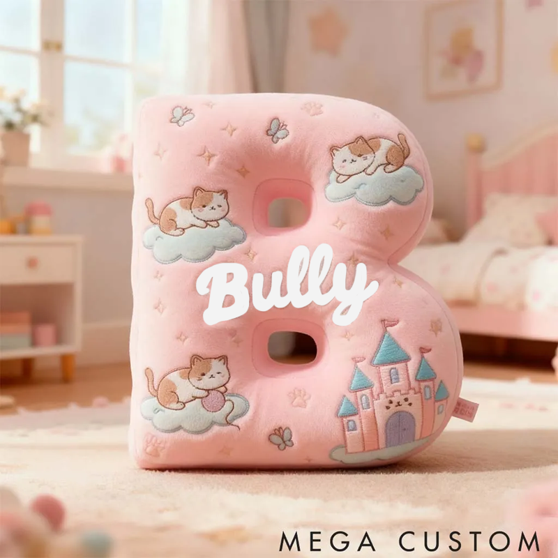 Personalized Cat Lover Pink Cats Letter Pillow Graphic 3D Print Pillow