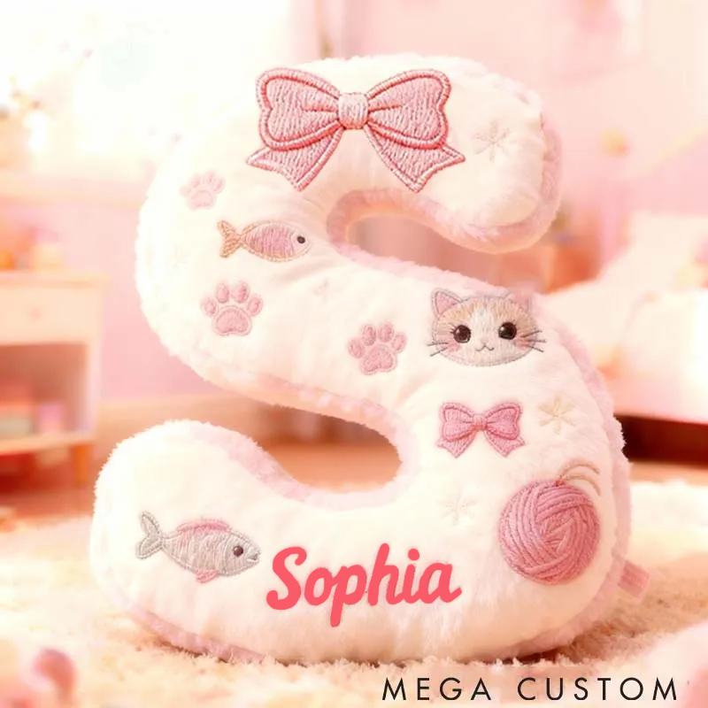 Personalized Cat Lover Cat Planet Letter Pillow Graphic 3D Print Pillow