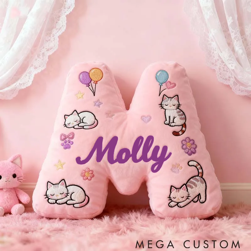 Personalized Cat Lover Magic Cat Letter Pillow Graphic 3D Print Pillow