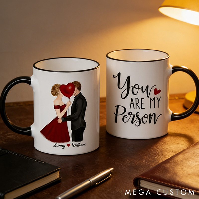 Personalized Kissing Couple You Are My Person Mug Valentine Gift for Wife Romantic Coffee Mug for husband Valentine Mug for Her Him
