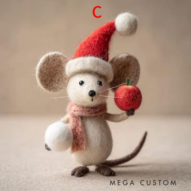 Felted Mouse Wool Figurine Tiny Animal Stocking Stuffer Holiday Tree Decoration Dollhouse Decor