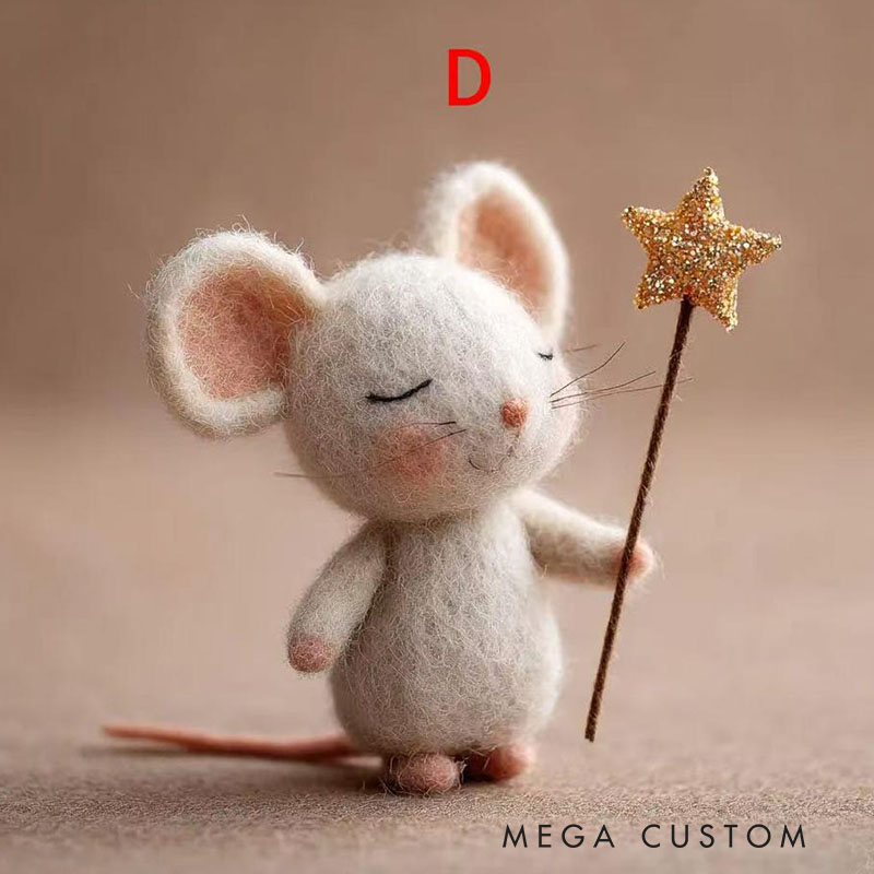 Felted Mouse Needle Felt Winter Gift Dollhouse Decor Tiny Animal Stocking Stuffer