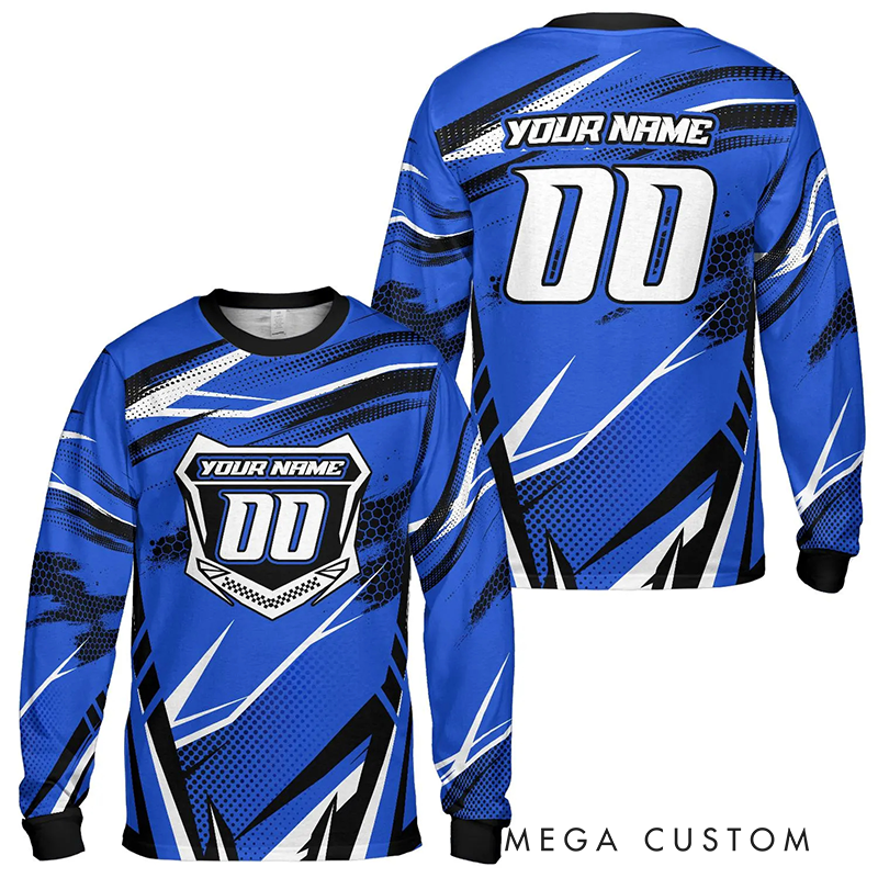 Personalized Name Number Motocross Jersey Dirt Bike Long Sleeve Shirt Gift for Motocross Riders