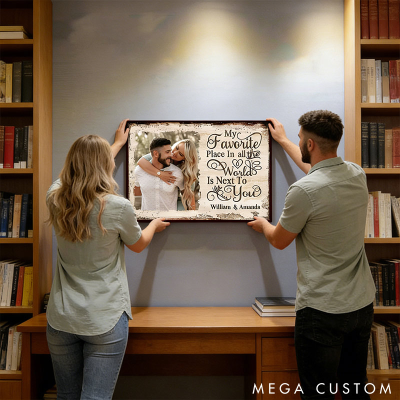 Personalized Next To You Is One Of My Favorite Places To Be Canvas Print Valentines Gifts for Couple Custom Photo Poster Gift for Her Him