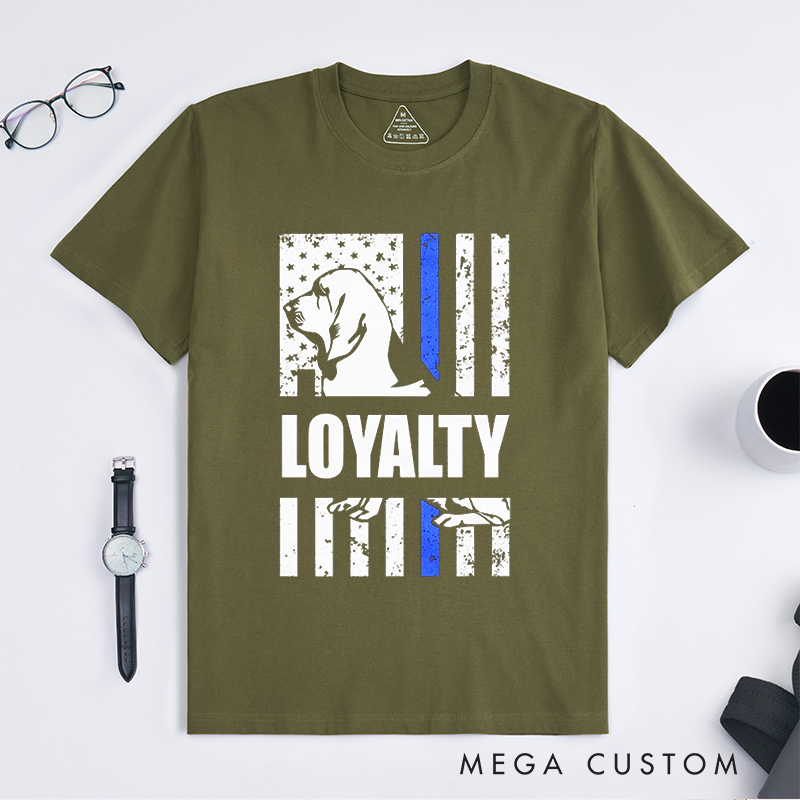 Personalized Police Loyalty Thin Blue Line K9 Support Design Gift for Police Officer T-Shirt