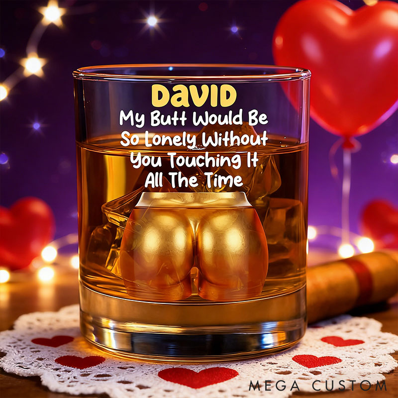 Personalized 3D-Like Naughty Couple Whiskey Glass Humor Whiskey Glass Valentine‘s Day Gift for Husband Boyfriend Romantics Gift for Him