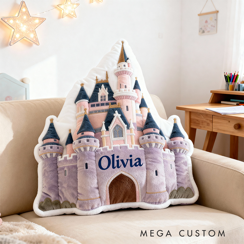 Personalized Cartoon Castle with Name Graphic 3D Print Pillow Christmas Gift for Kids Birthday Gift