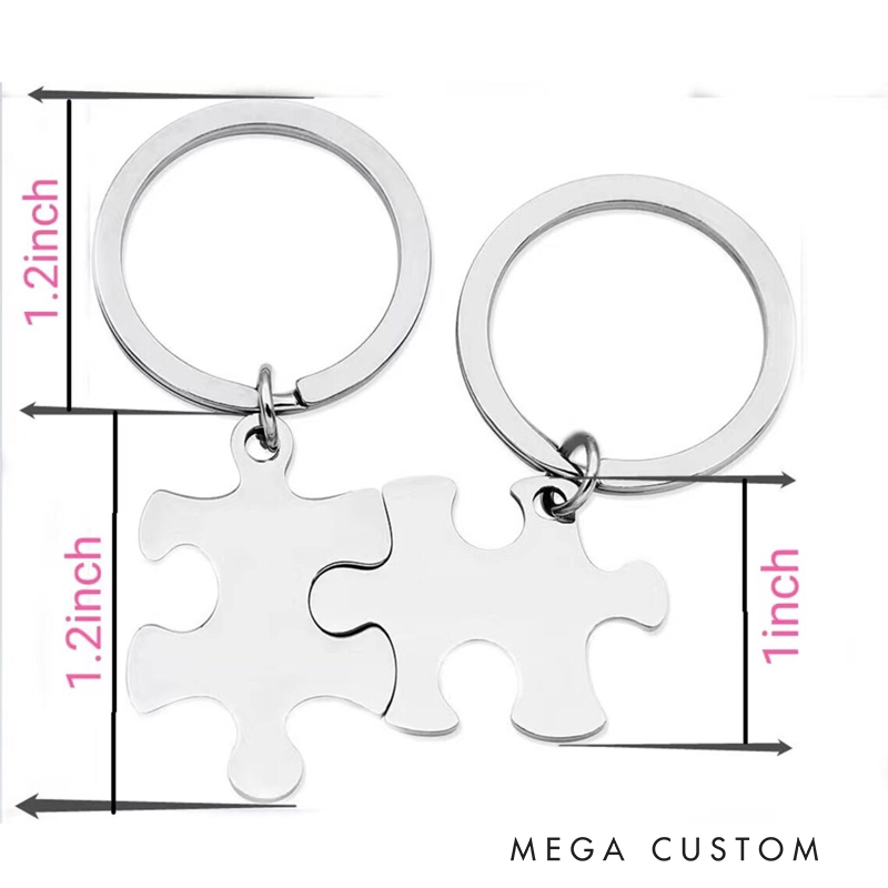 Personalized Couples Keychain 2Pcs Puzzle Couples Valentine's Day Gift for Him/Her Custom key chain set Anniversary Gift For Boyfriend