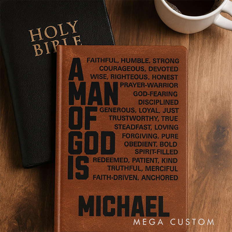 Personalized a Man of God A5 Prayer Journal Notebook with Name Religious Gift Faith Gift Bible Study Notebook for Christian Men