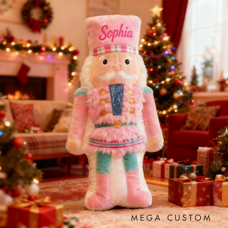 Personalized Name Custom Kids Gift Christmas Soldier Pastel Pink Blue Soft Festive Decorative Graphic 3D Print Pillow
