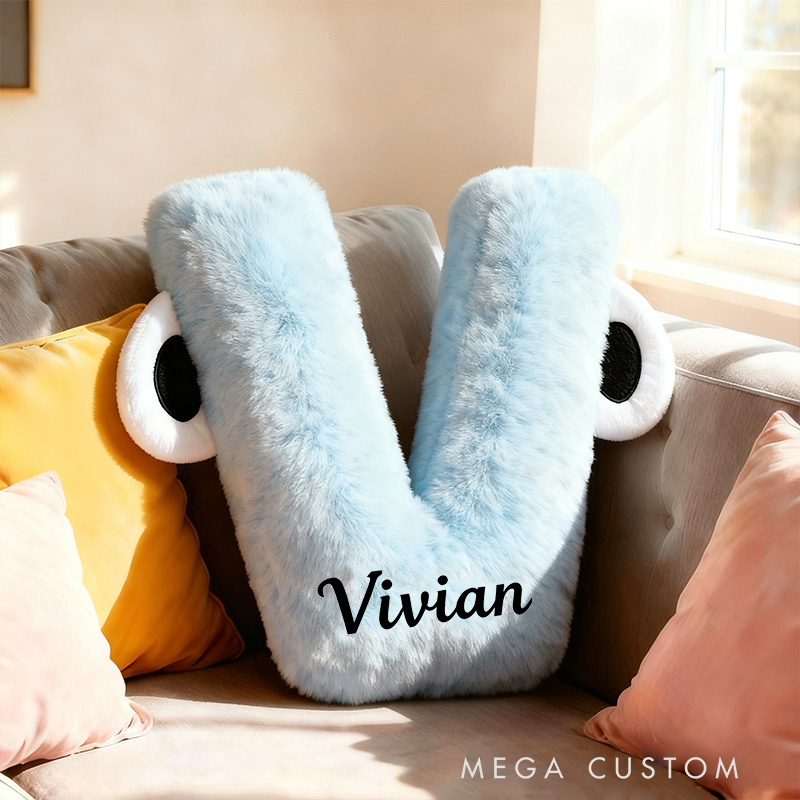 Personalized Funny Letter Cartoon Face Name Custom Kids Gift Bright Color Soft Playful Decorative Graphic 3D Print Pillow