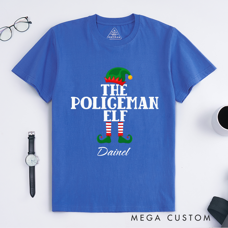 Personalized Police Elf Funny Holiday Custom Design Gift for Police Officer T-Shirt