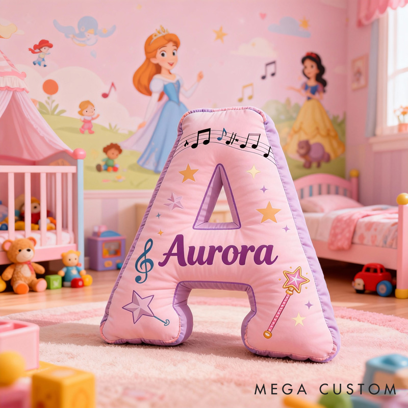Personalized Colorful Notes Music Pillow with Name Soft Stuffed Toy for Kids Music Lovers Unique Decorative Cushion for Girls' Room